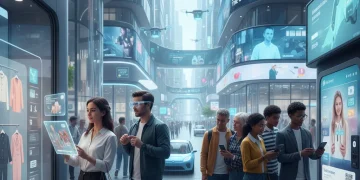 Modern consumers engaging with technology, reflecting diverse 2026 customer expectations