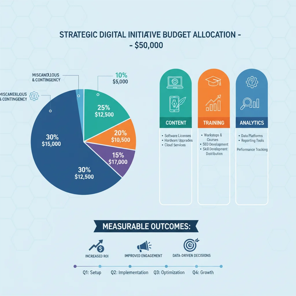 Infographic showing strategic allocation of a ,000 sales enablement budget
