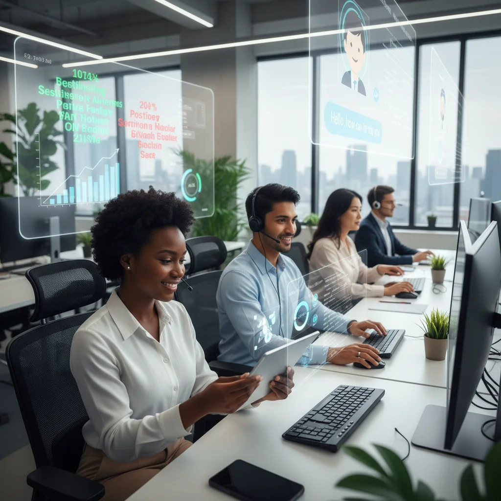 Customer service agents using AI tools for enhanced collaboration and efficiency