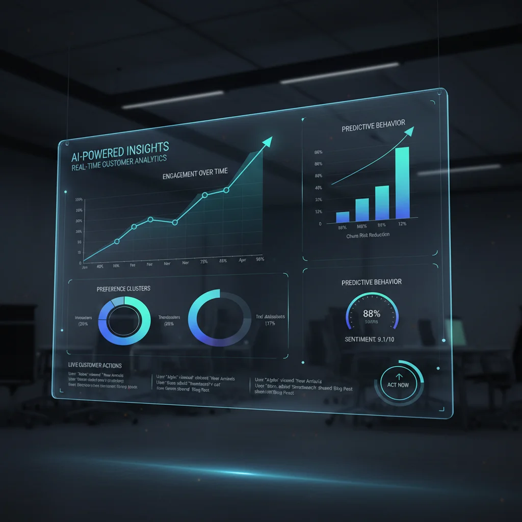 AI-powered analytics dashboard displaying real-time customer behavior and engagement metrics.