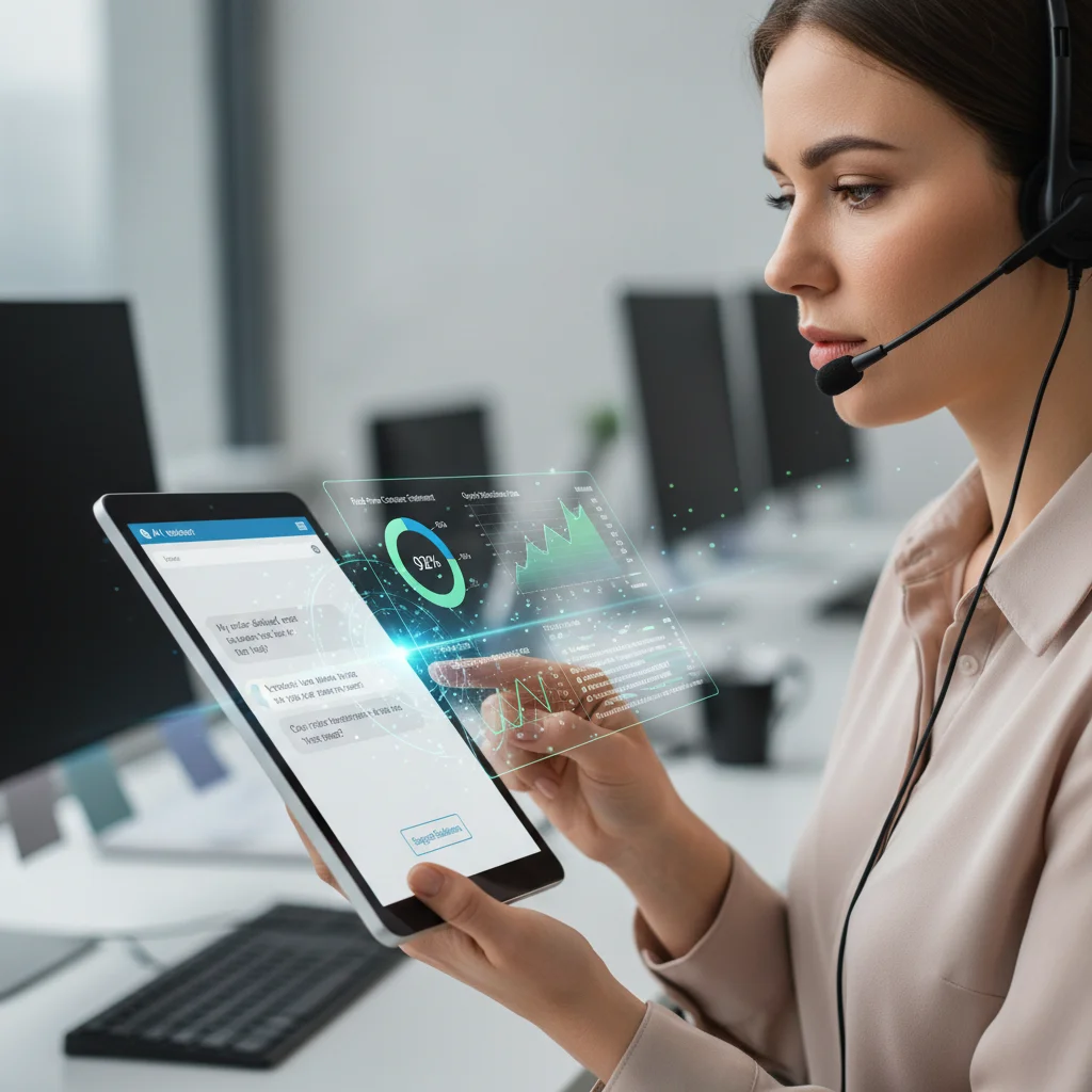 Customer service agent using an AI chatbot for real-time customer support.