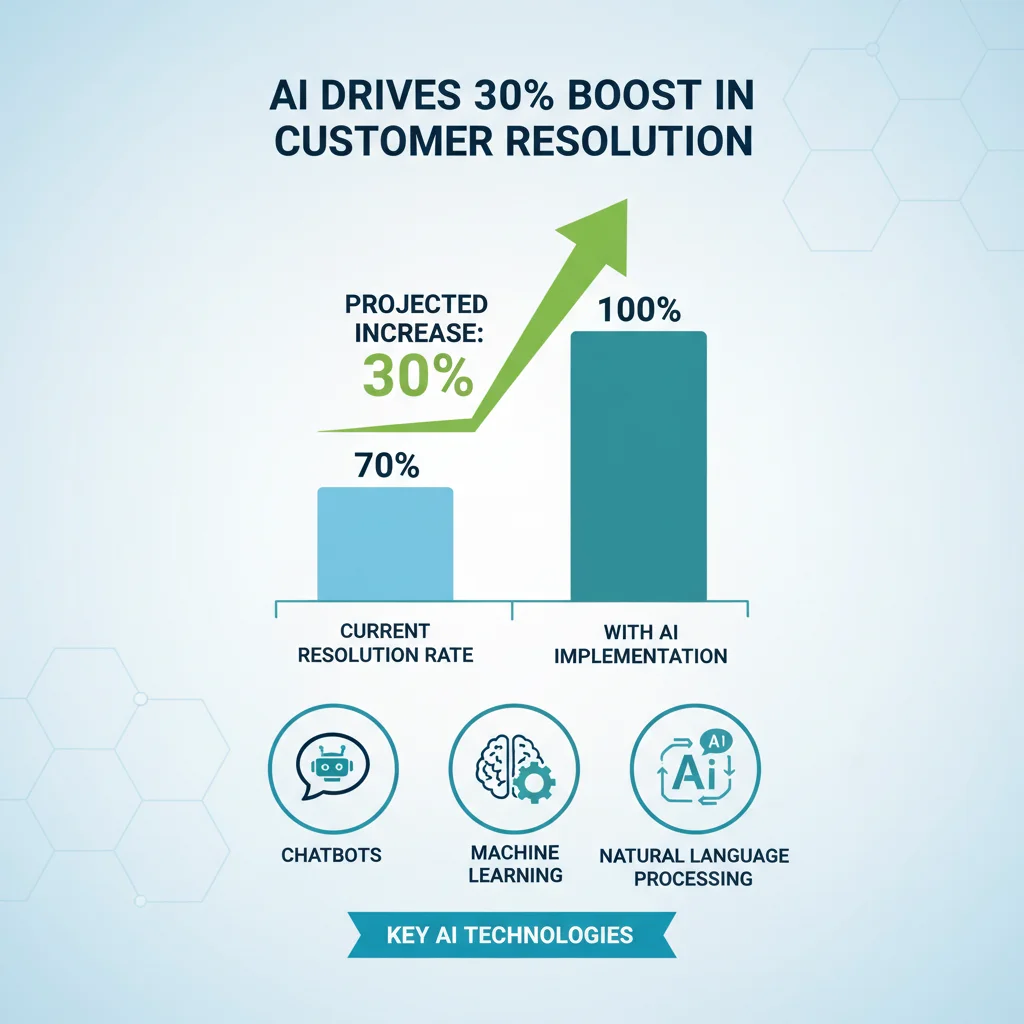 Infographic depicting 30% boost in customer resolution rates with AI