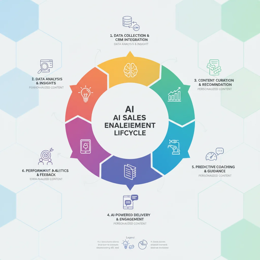 Infographic depicting the lifecycle of AI in sales enablement