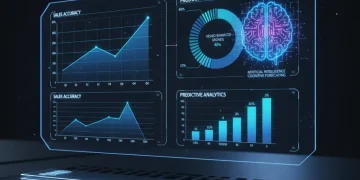 AI Sales Forecasting: Top 5 Tools for 15% Accuracy Gains by 2026 Futuristic digital dashboard with AI sales forecasting analytics and growth charts