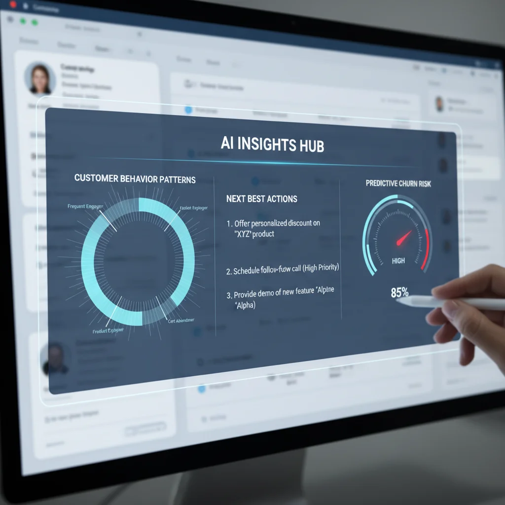 AI-powered sales insights panel within a CRM showing customer behavior