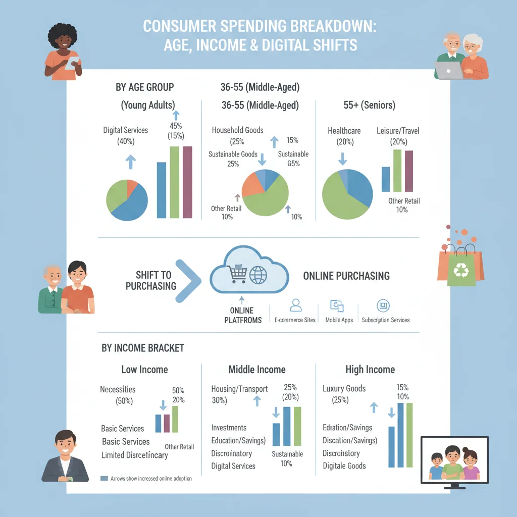 Infographic detailing consumer spending habits and demographic shifts