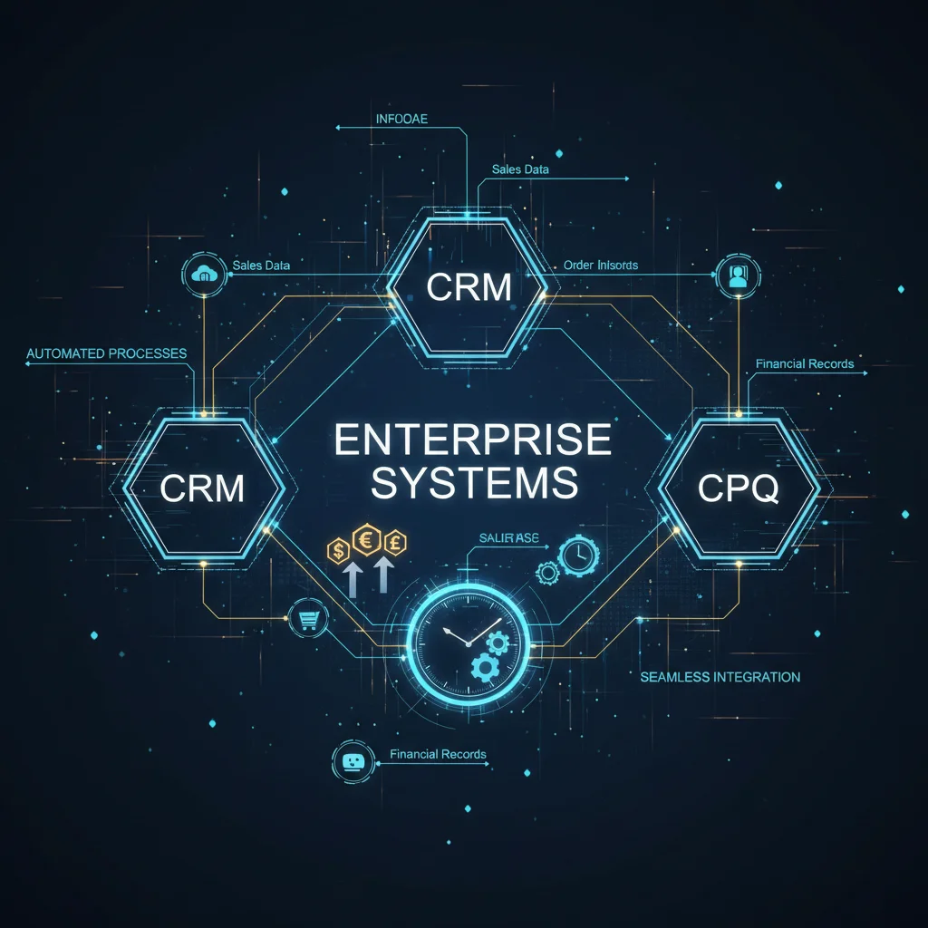 Interconnected enterprise systems data flow for CPQ integration