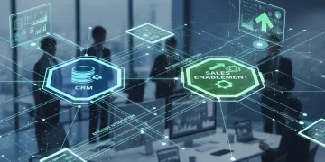 Futuristic CRM Sales Enablement integration network