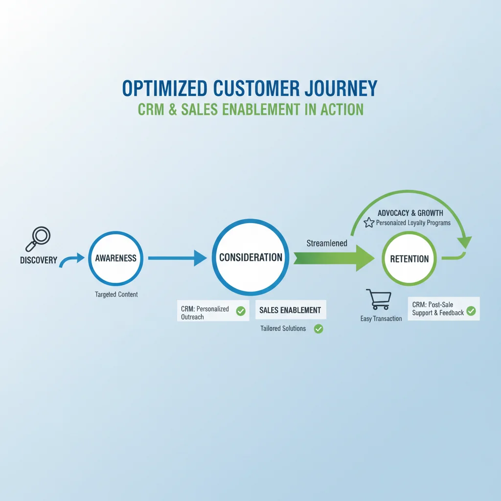 Customer journey optimized by CRM and sales enablement integration
