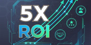 Infographic showing 5x ROI on customer experience investment by 2026 with financial charts and customer icons.