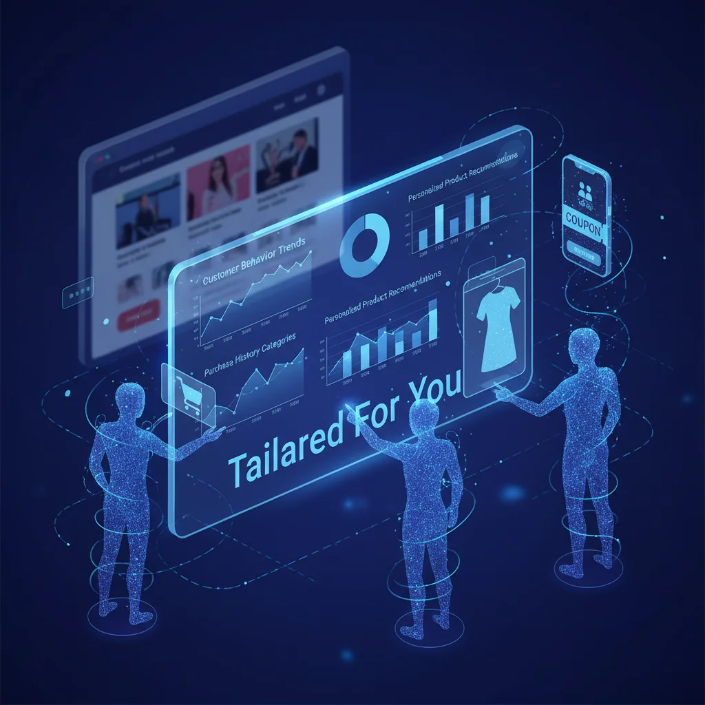Dashboard showing e-commerce data analytics and personalized customer experiences.