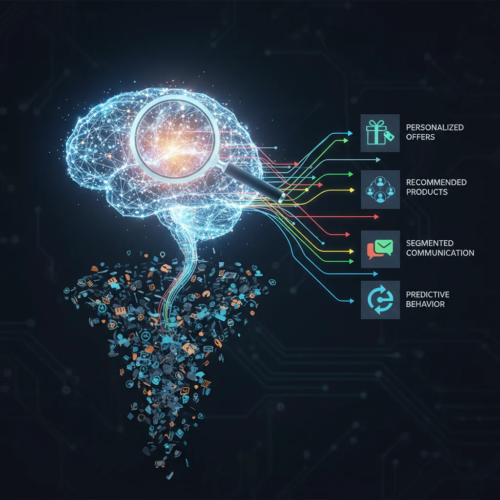 Data analytics dashboard transforming customer data into personalization insights