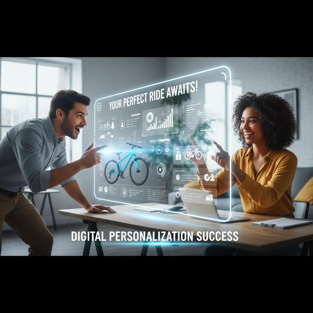 Salesperson and customer interacting with personalized digital content