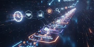 Digital sales pipeline with integrated tools, showing data flow and efficiency