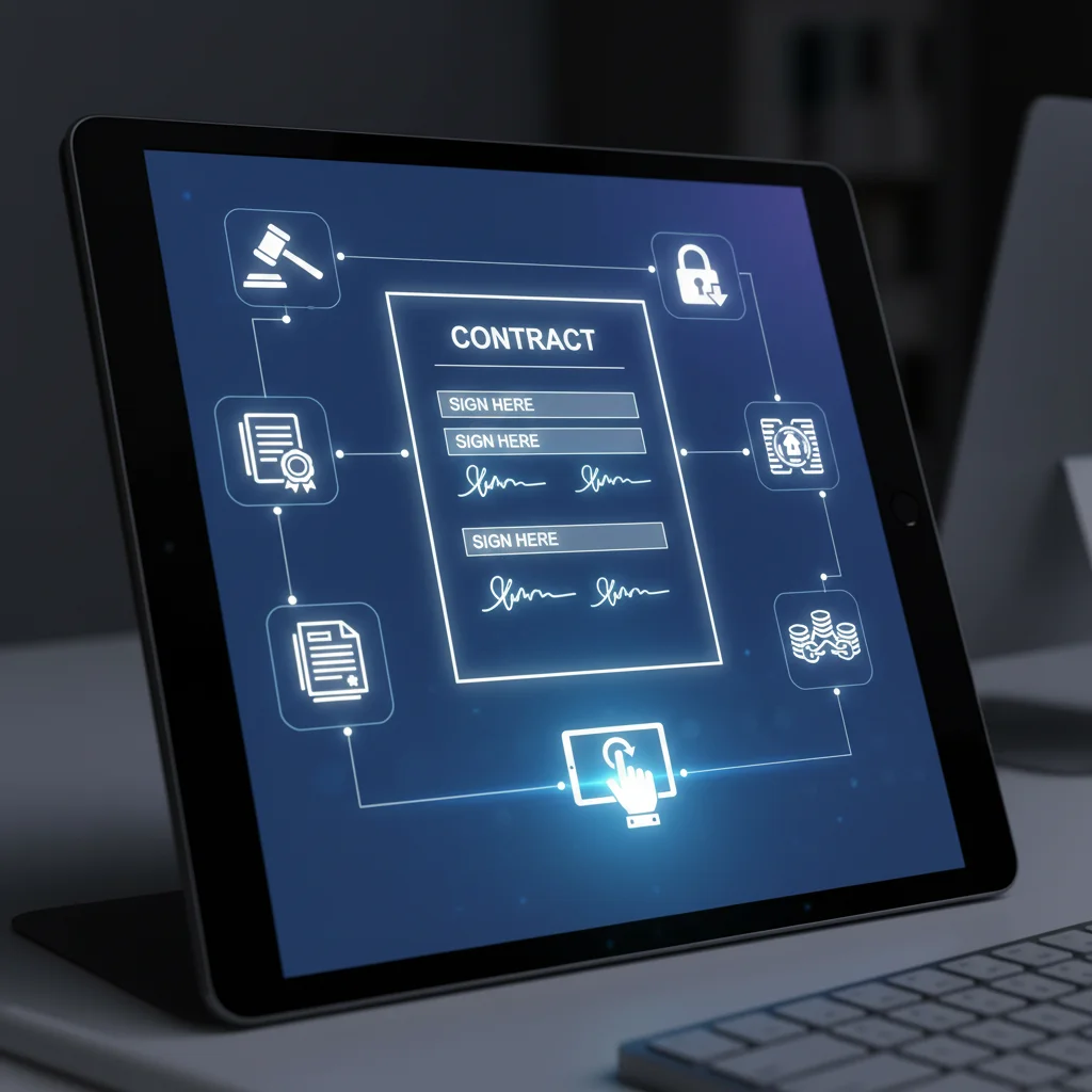 Electronic signature process on a digital contract for faster deal closing.