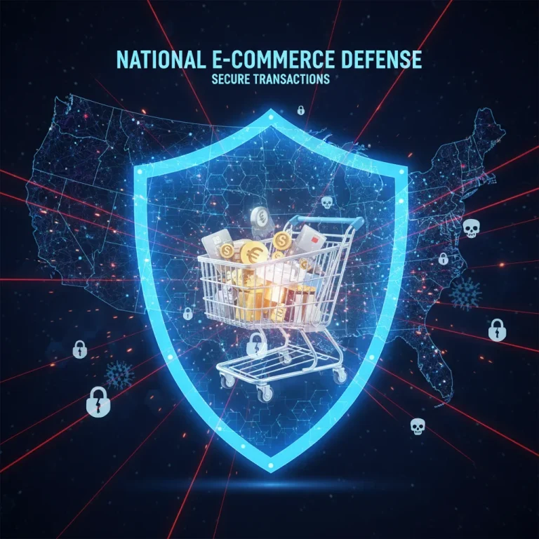Digital shield protecting e-commerce cart from cyber threats in U.S.
