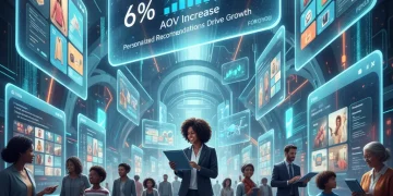 Digital marketplace showing personalized product recommendations and AOV growth
