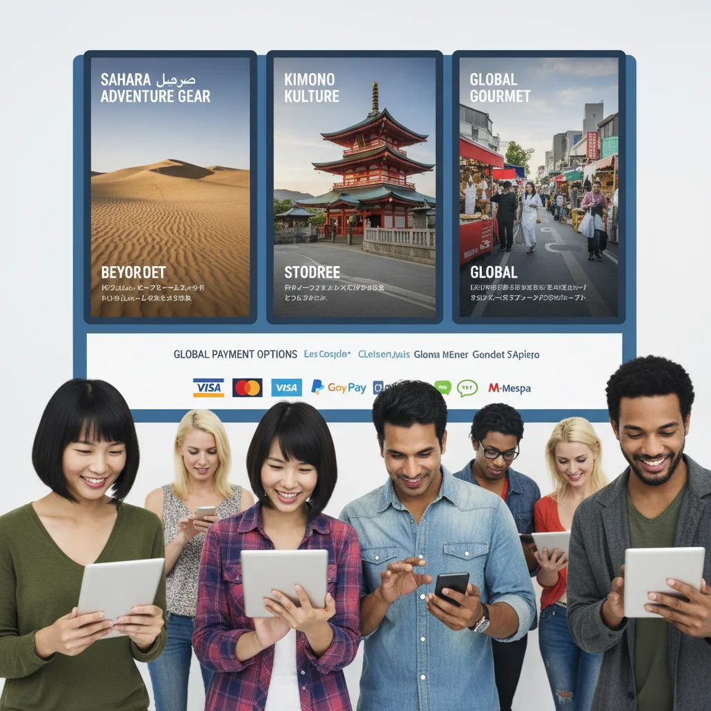 International consumers shopping online, illustrating the need for localized e-commerce strategies.