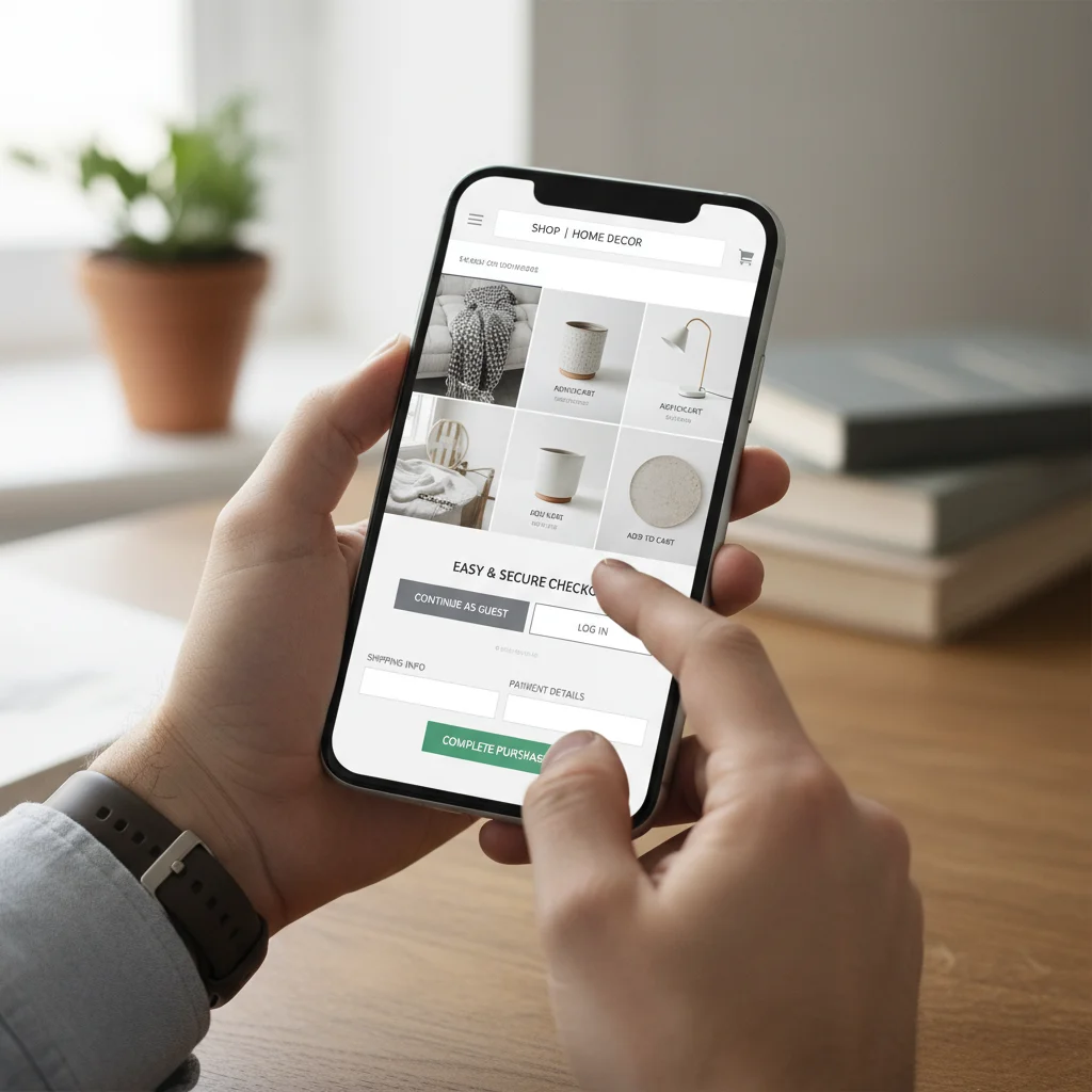 Mobile-optimized e-commerce website on a smartphone