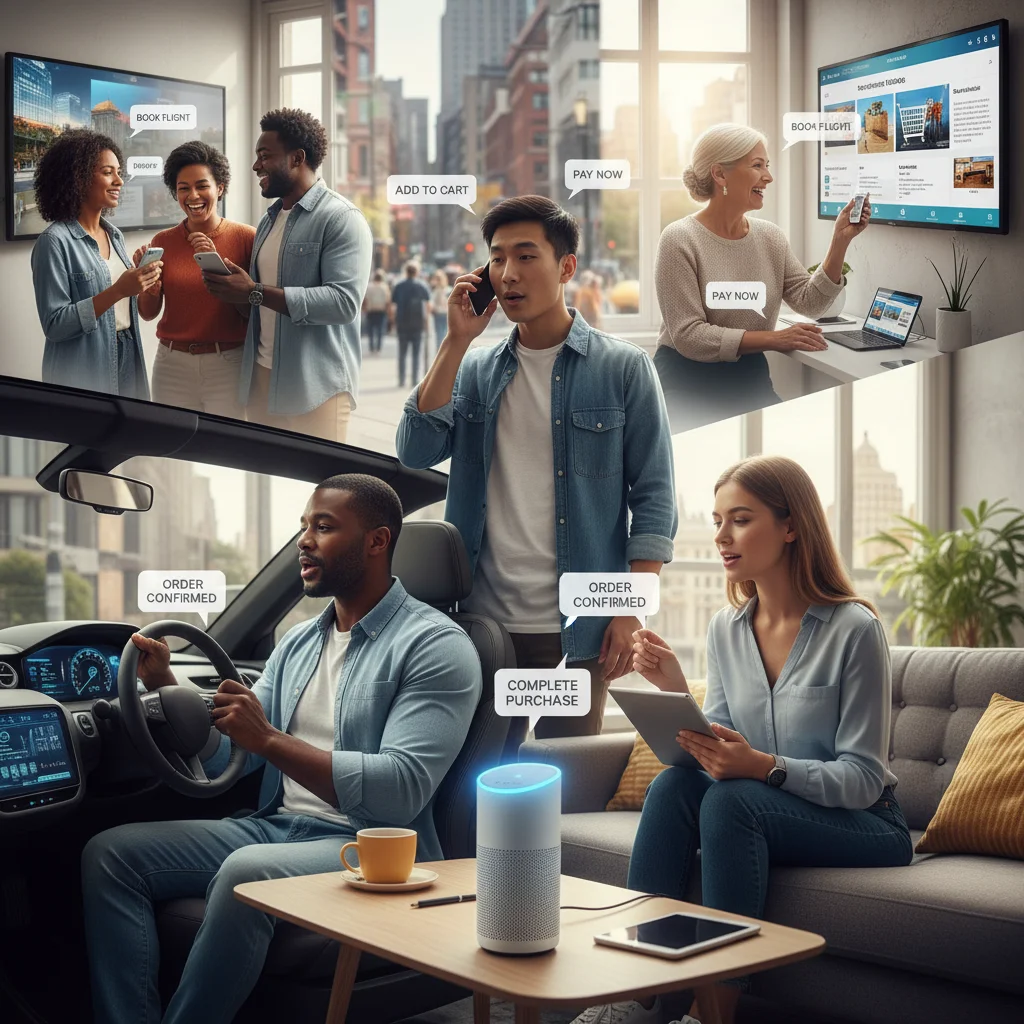 Consumers using various voice-activated devices for shopping transactions