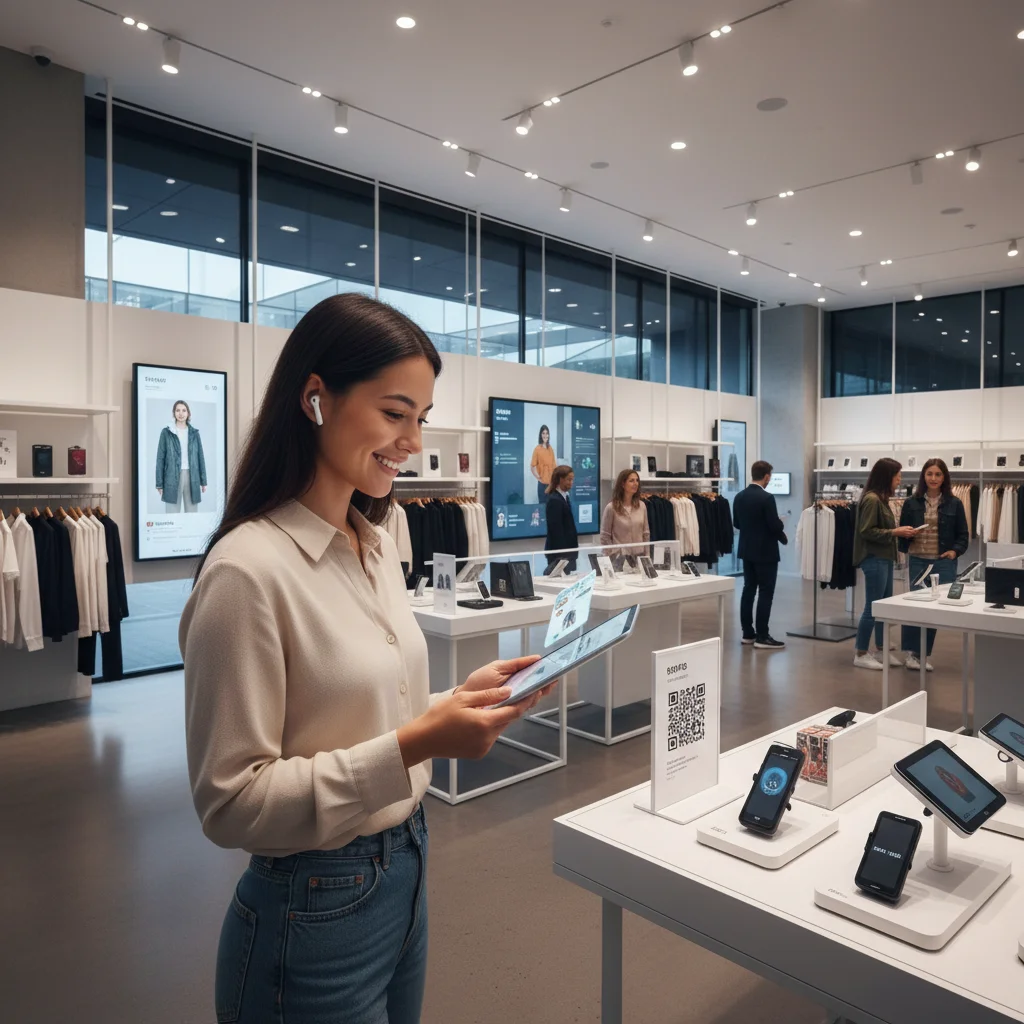 Customer interacting with omnichannel retail experience