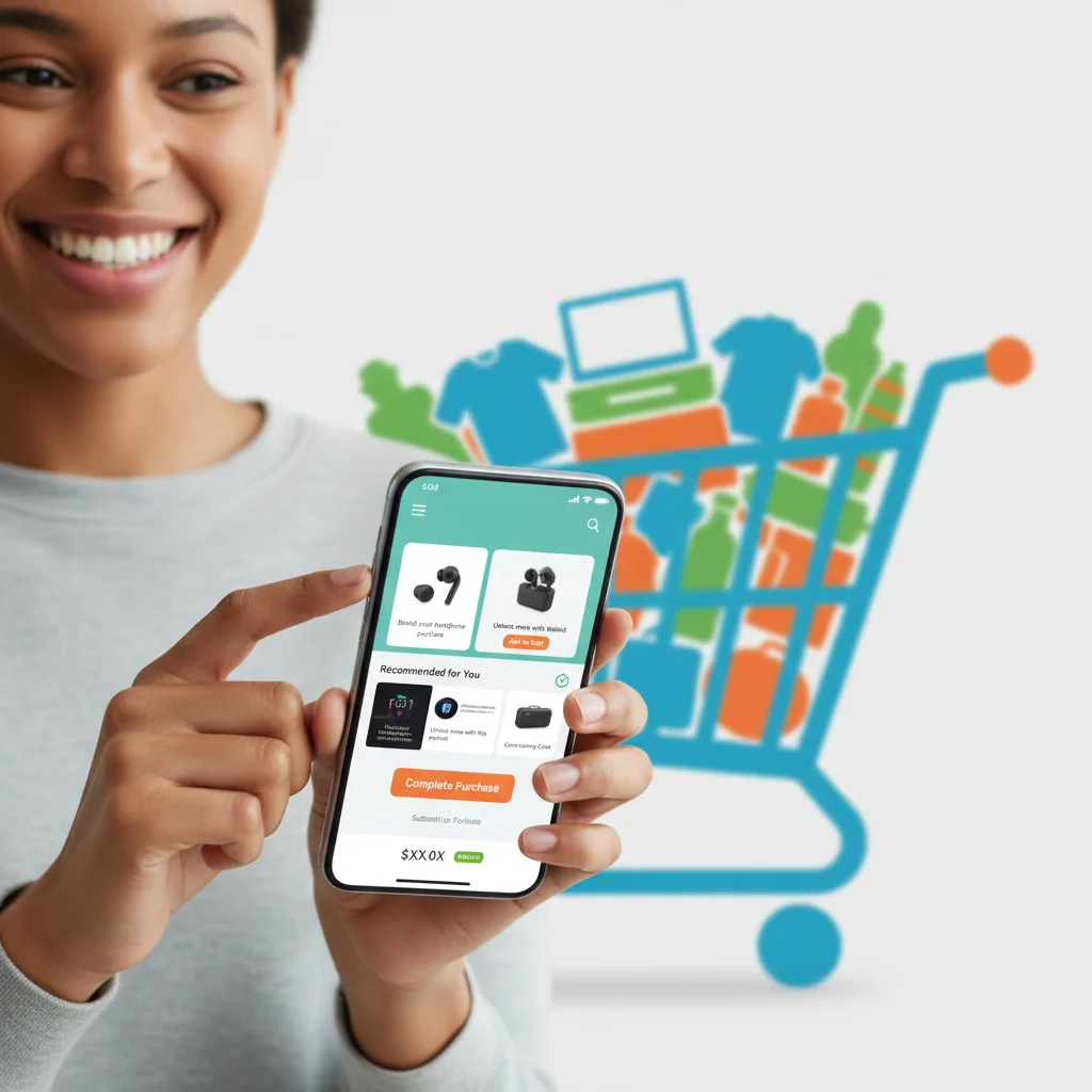 Mobile shopper experiencing personalized upsell and cross-sell offers