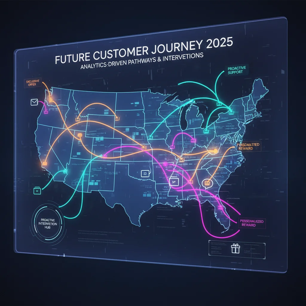 Customer journey map illustrating predicted future touchpoints and proactive engagement strategies.