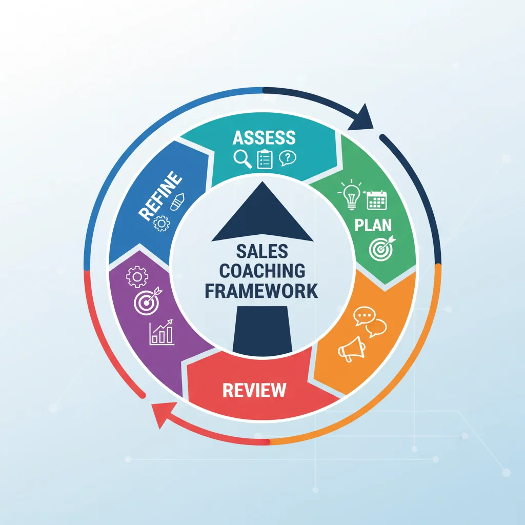 Infographic illustrating a structured sales coaching framework.