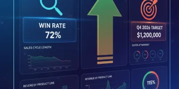 Sales dashboard showing key performance indicators and growth targets