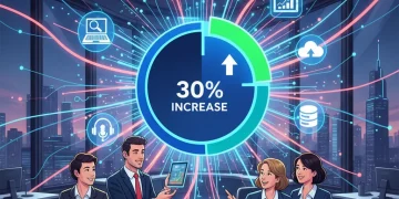 Sales team using advanced sales enablement software to achieve a 30% productivity boost.