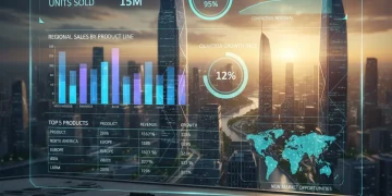 Sales dashboard showing 95% accurate Q3 2026 sales forecast with graphs and data points.