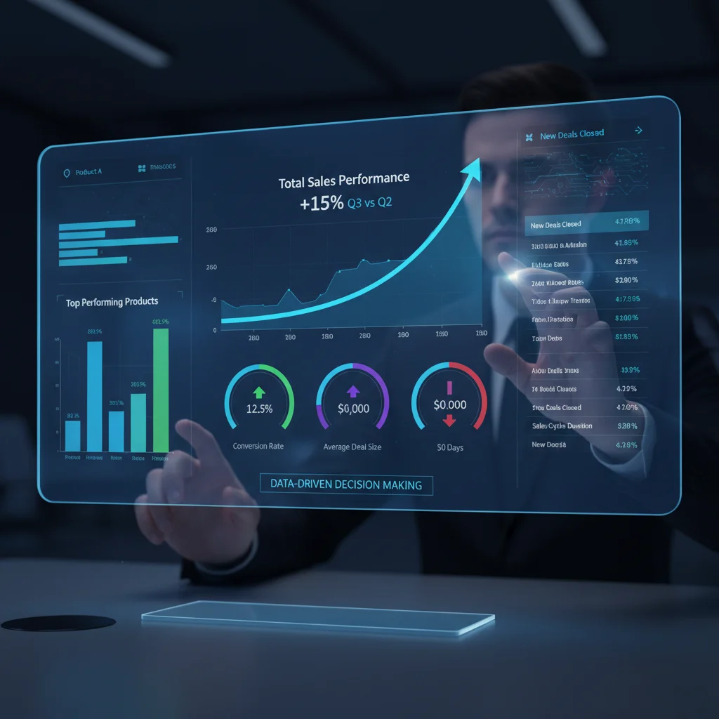 Sales performance analytics dashboard displaying key metrics and growth trends