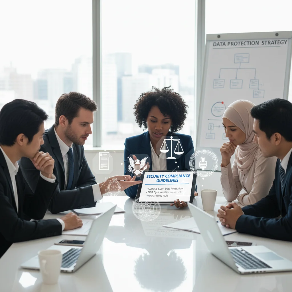 Sales team discussing data compliance with US regulations
