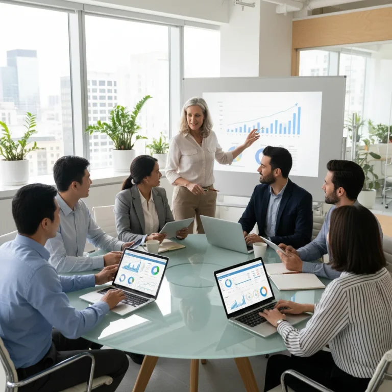 Sales team using digital tools for coaching and performance review.