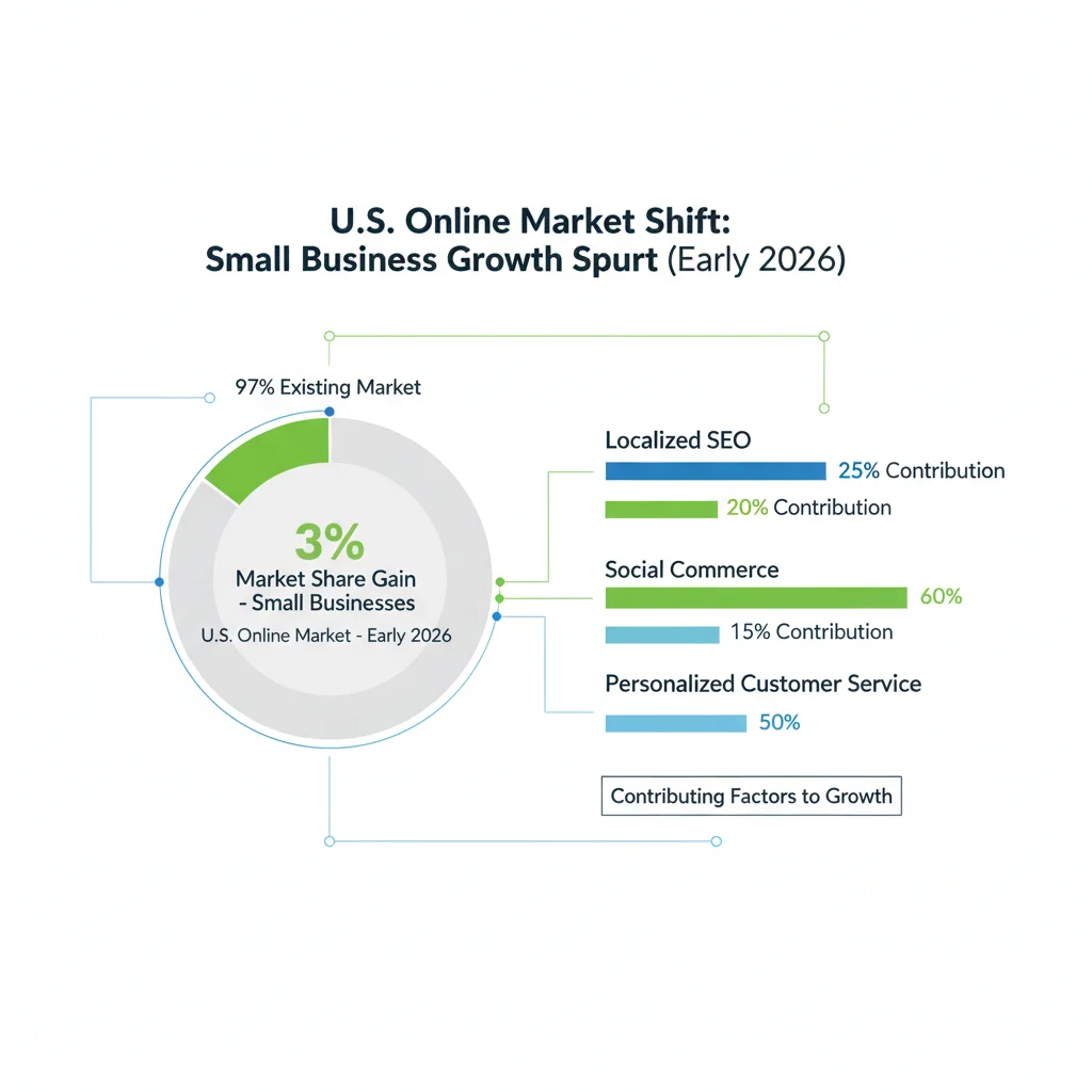 Infographic illustrating small business online market share gain