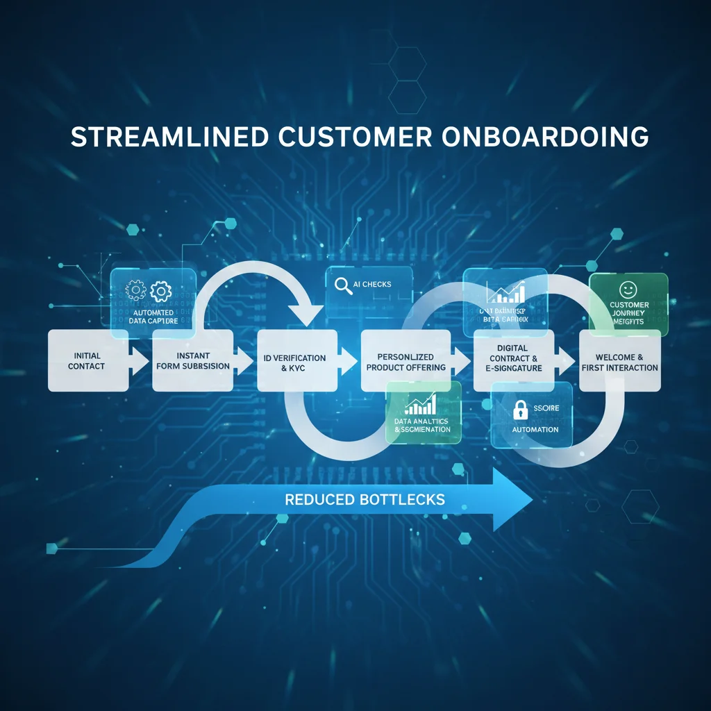 Streamlined digital customer onboarding process with automation and data analytics.