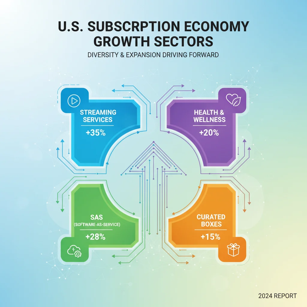 Infographic detailing diverse sectors contributing to US subscription market growth
