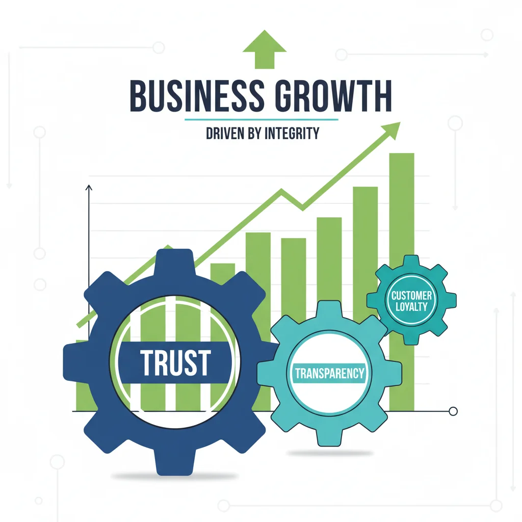 Infographic showing the interconnectedness of trust, transparency, and customer loyalty leading to business growth