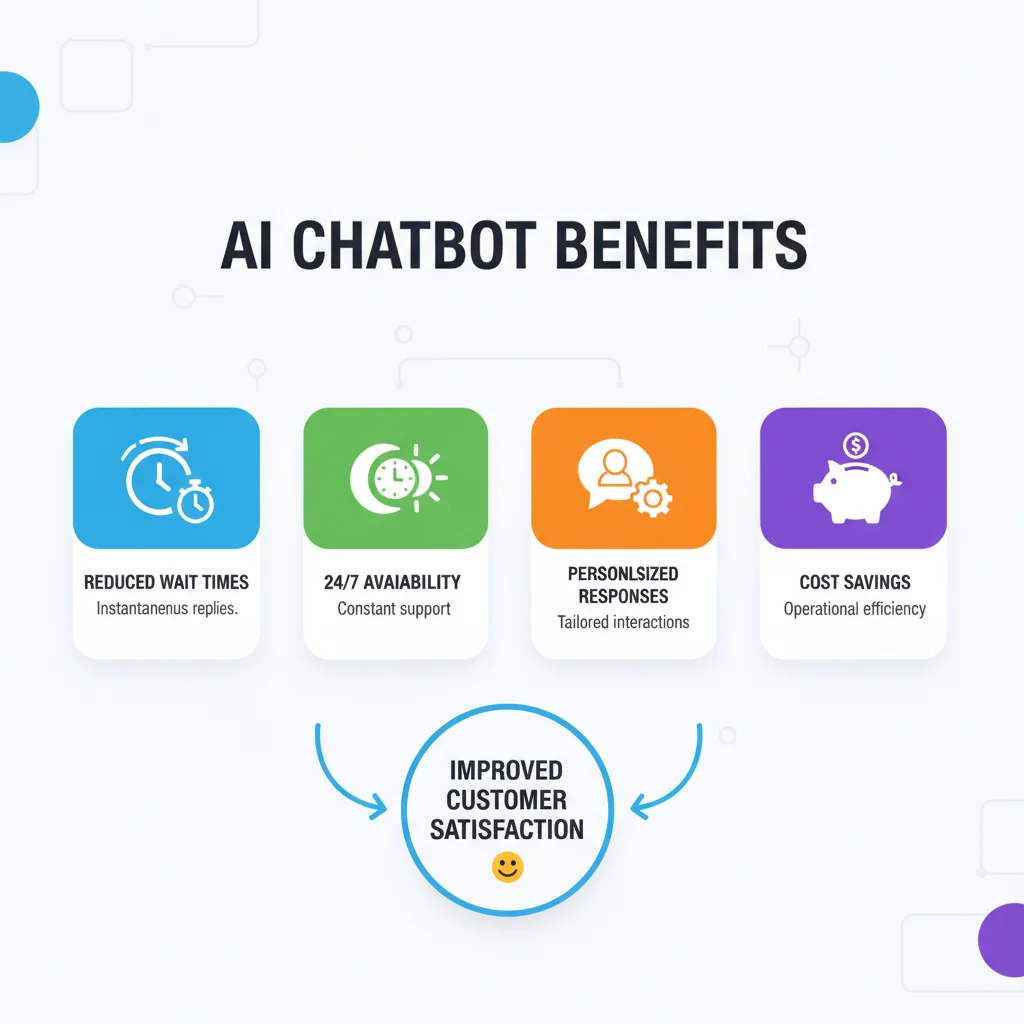 Infographic detailing benefits of AI-powered chatbots in customer support.