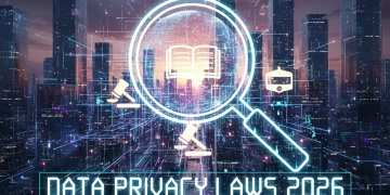 Navigating New Data Privacy Laws in 2026: Ensuring Compliant and Trustworthy Customer Experiences Futuristic digital landscape symbolizing complex data privacy laws and regulations in 2026.