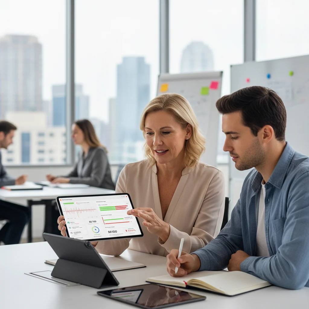 Sales manager giving real-time AI-powered coaching to a sales representative.