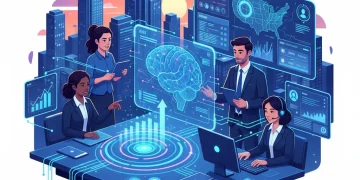 AI-powered sales team collaborating to achieve conversion lift in a modern office.