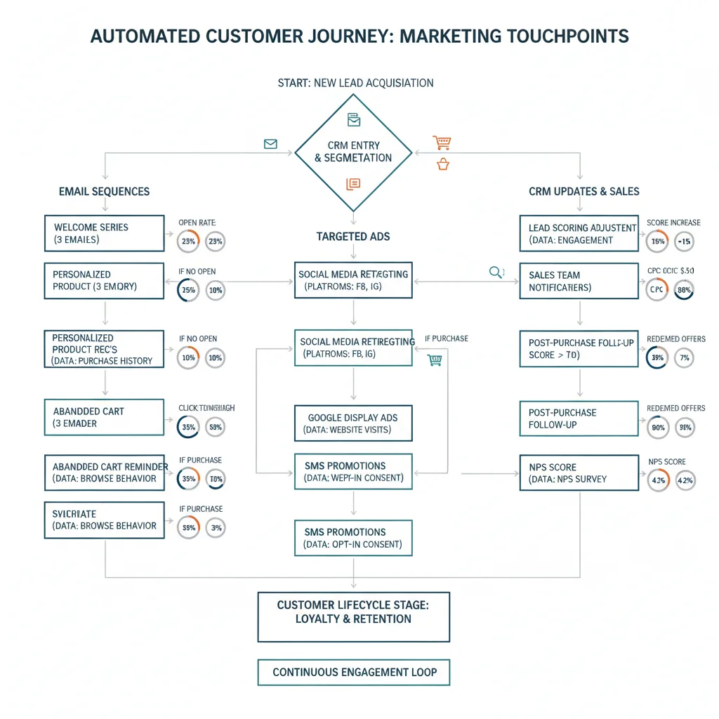Customer journey map optimized with marketing automation showing personalized touchpoints.