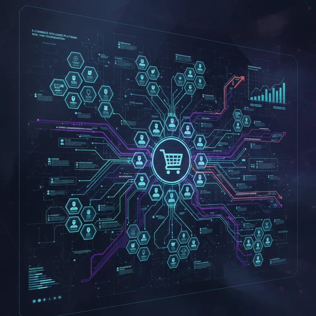 Digital interface showing interconnected customer data for personalized marketing and AI recommendations.