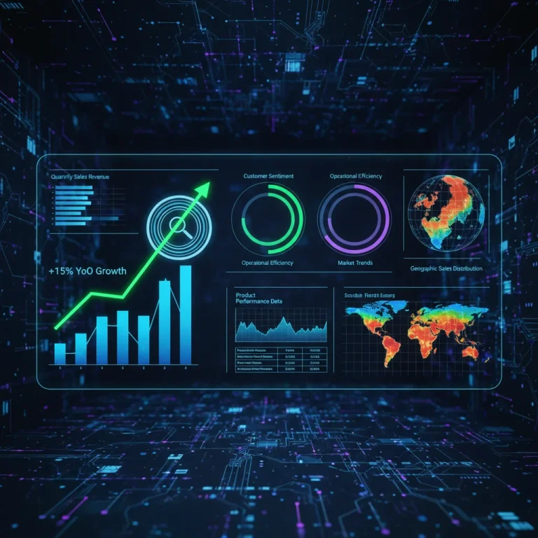 AI-powered analytics dashboard showing sales growth and data insights
