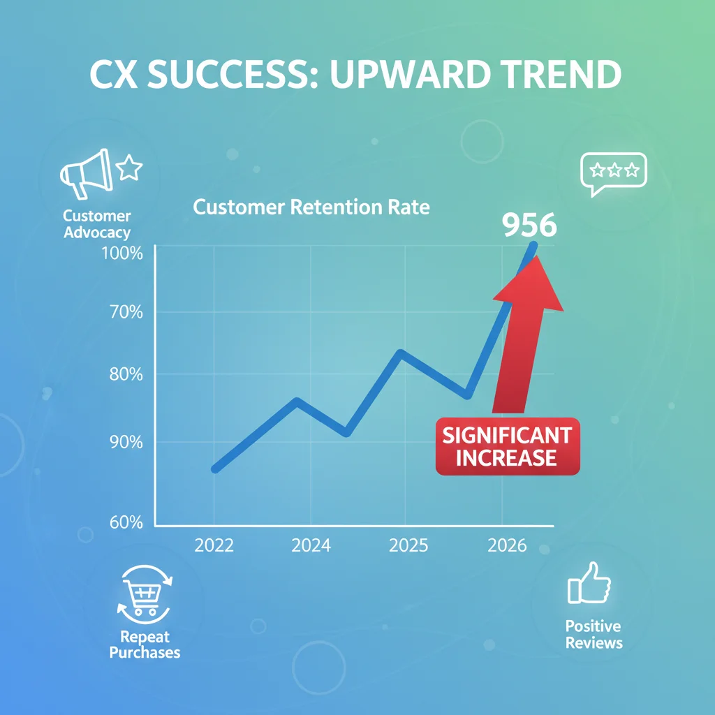 Chart depicting rising customer retention rates and advocacy due to effective CX strategies.