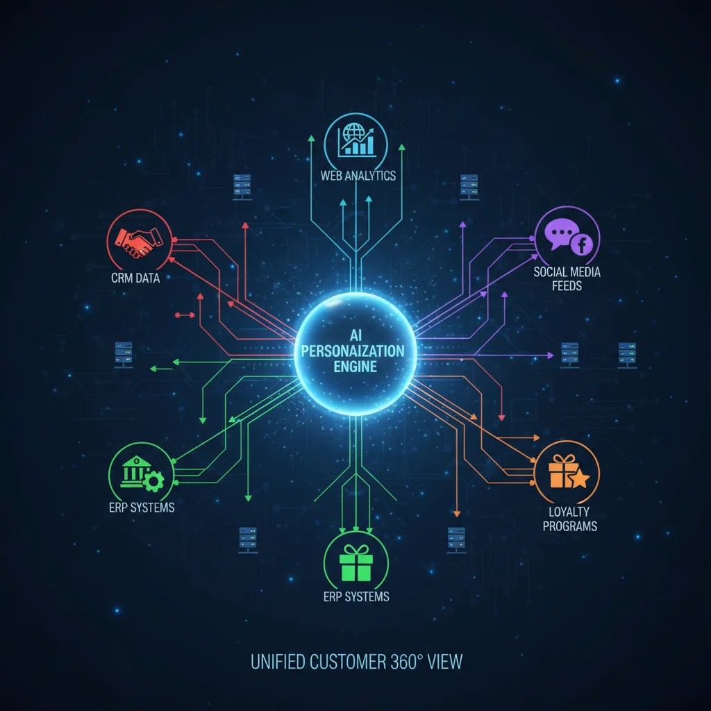 Data integration network for AI-powered personalization engine.