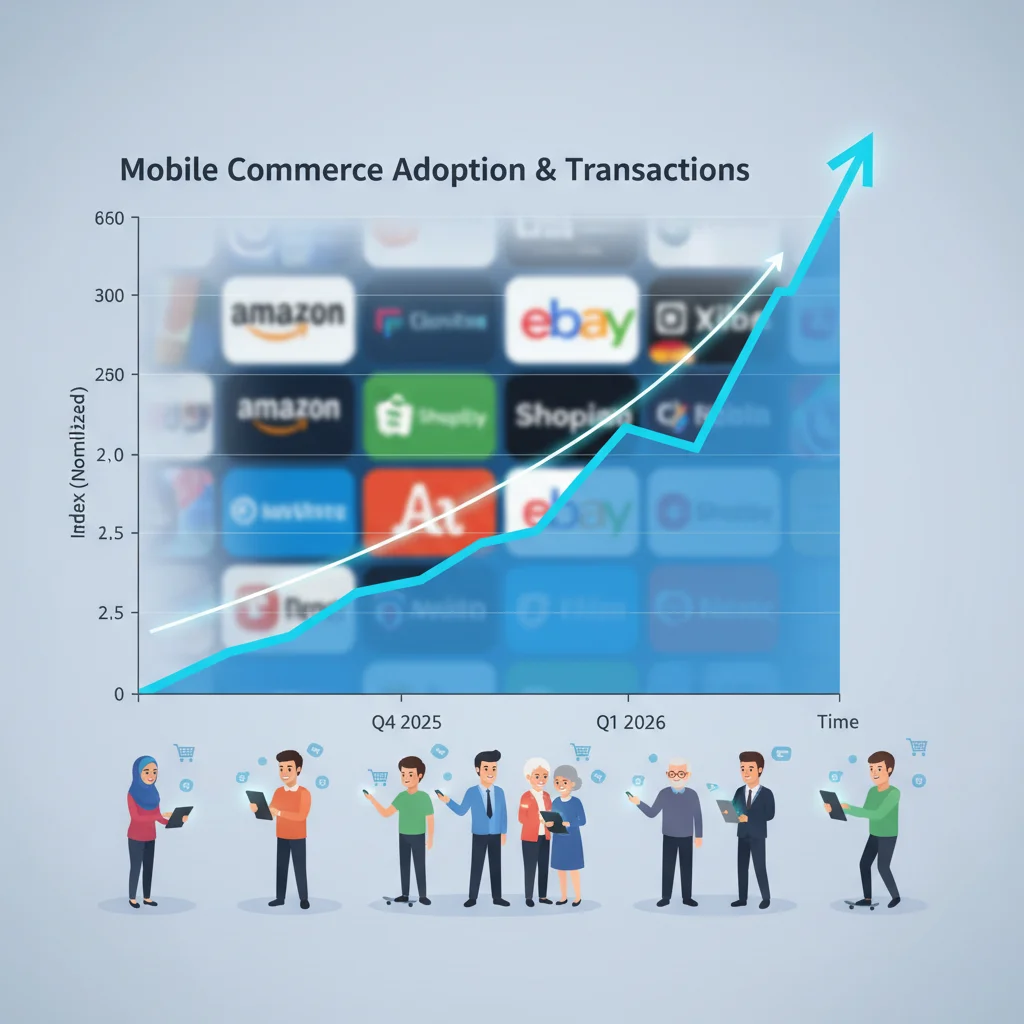 Mobile commerce growth chart for Q1 2026 showing increased adoption