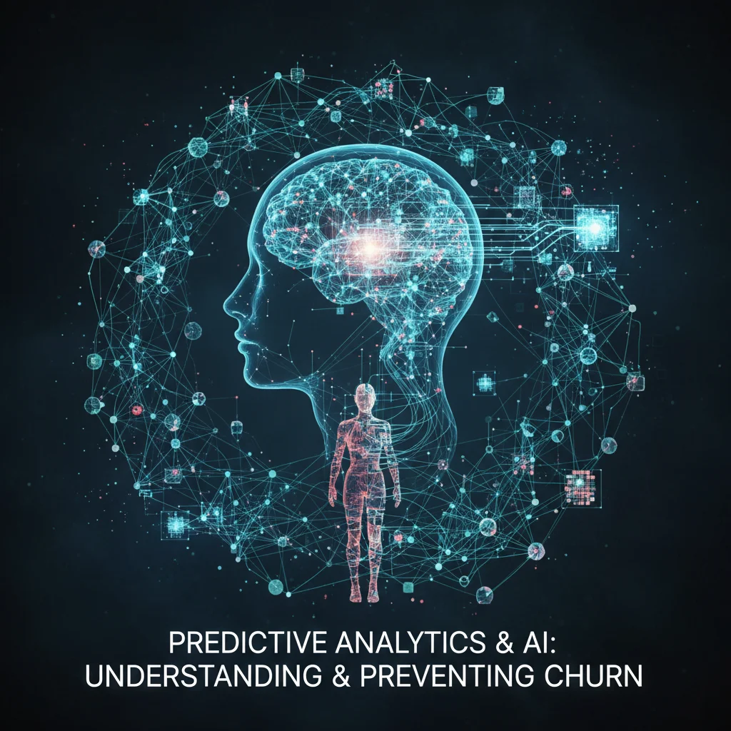 Abstract data visualization representing predictive analytics for customer churn prevention