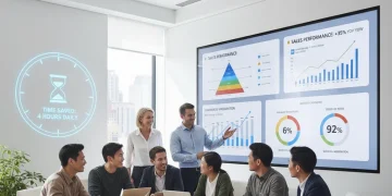 Sales team collaborating efficiently with integrated CRM systems in a modern office environment.